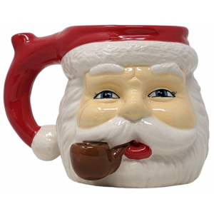 High Point Ceramic Red Santa Wake Bake Mug Hand Pipe - [PM025]